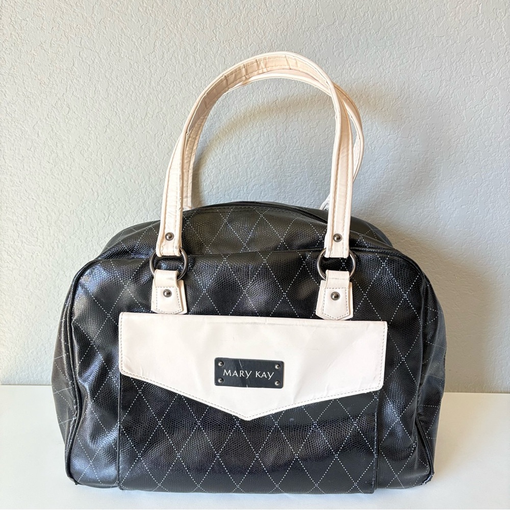 Mary Kay Large Black Cream Consultant Starter Travel Bag Tote Duffle Organizer